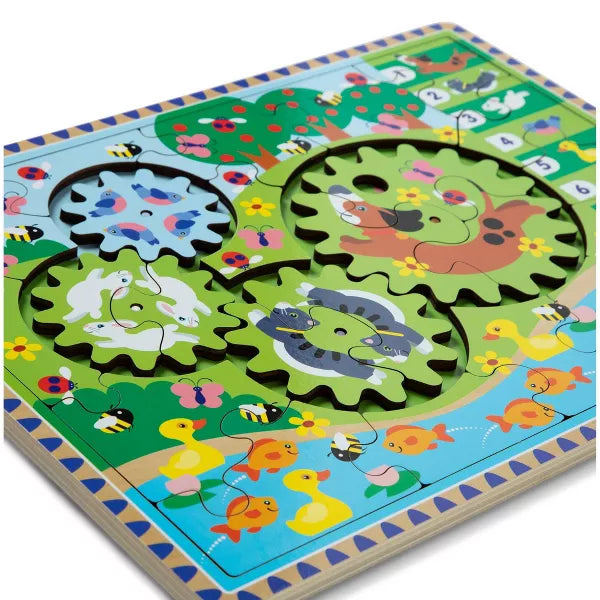 Melissa & Doug - Animal Chase I-Spy Wooden Gear Puzzle