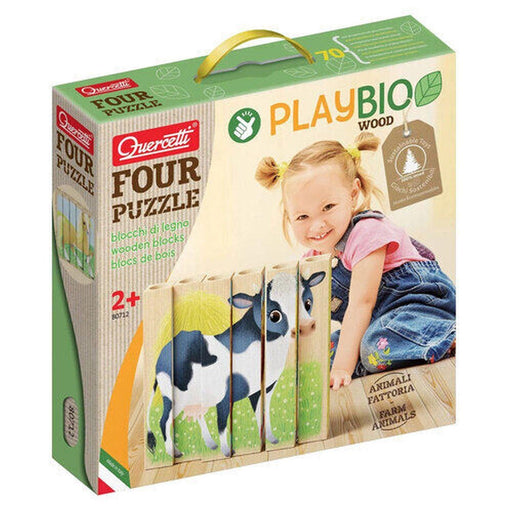 Quercetti - Play Bio - Wooden Puzzles - Farm Animals - 4 Pz - Limolin 